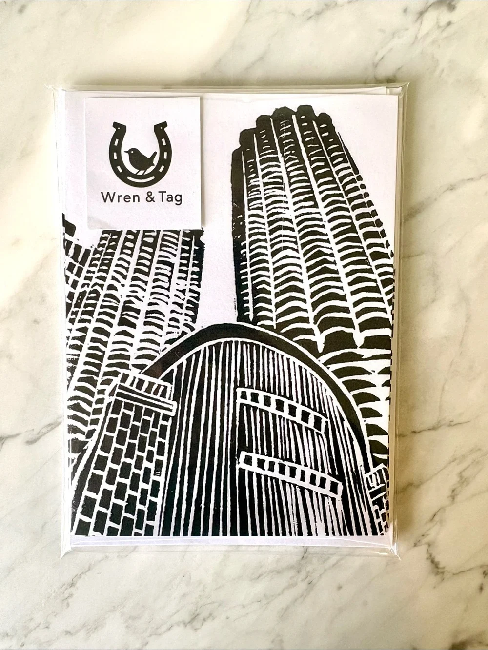 Chicago Linocut Note Cards Set of 6 | Marina City and House of Rock Print | Art